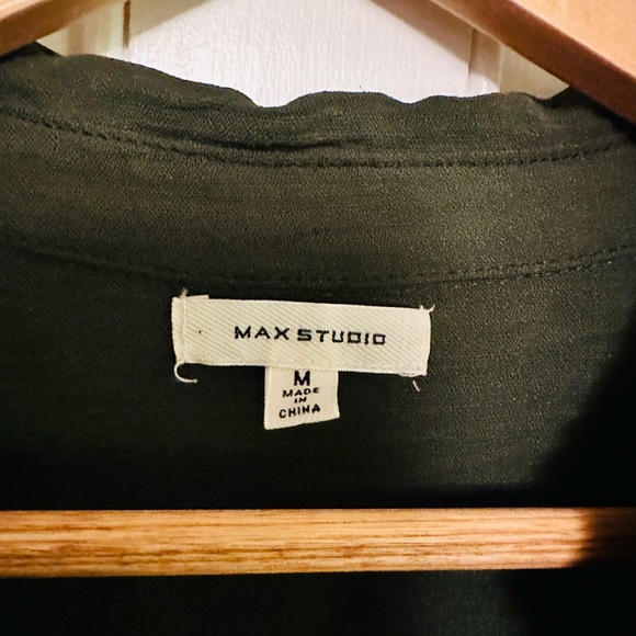 Army green maxi dress medium m by max studio button up front - Picture 2 of 7